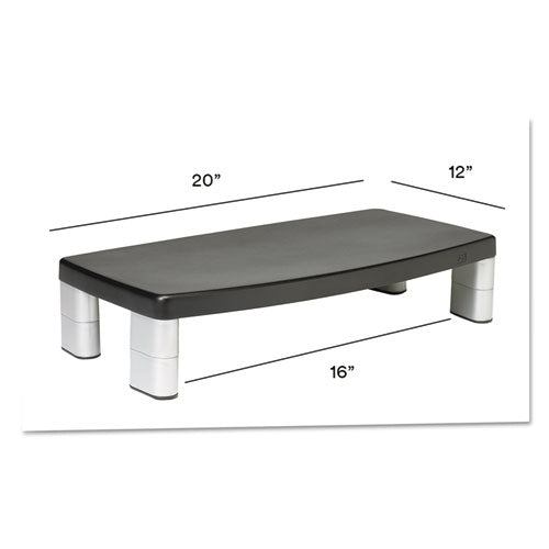 3M™ wholesale. 3M™ Extra-wide Adjustable Monitor Stand, 20" X 12" X 1" To 5.78", Silver-black, Supports 40 Lbs. HSD Wholesale: Janitorial Supplies, Breakroom Supplies, Office Supplies.