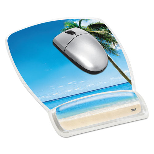 3M™ wholesale. 3M™ Fun Design Clear Gel Mouse Pad Wrist Rest, 6 4-5 X 8 3-5 X 3-4, Beach Design. HSD Wholesale: Janitorial Supplies, Breakroom Supplies, Office Supplies.