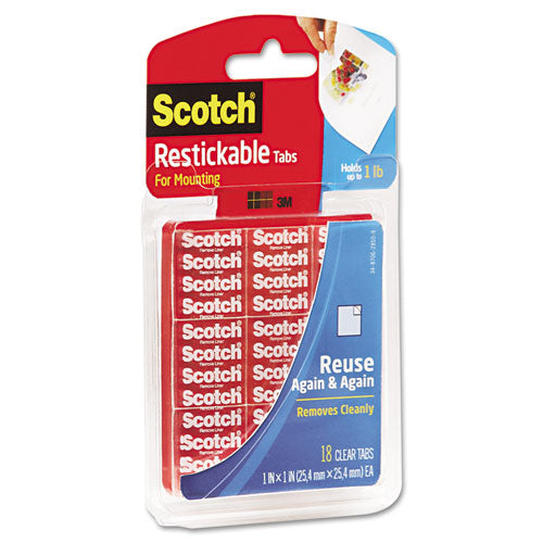 Scotch® wholesale. Scotch™ Restickable Mounting Tabs, 1" X 1", 18-pack. HSD Wholesale: Janitorial Supplies, Breakroom Supplies, Office Supplies.