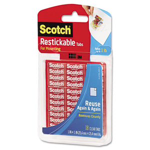 Scotch® wholesale. Scotch™ Restickable Mounting Tabs, 1" X 1", 18-pack. HSD Wholesale: Janitorial Supplies, Breakroom Supplies, Office Supplies.