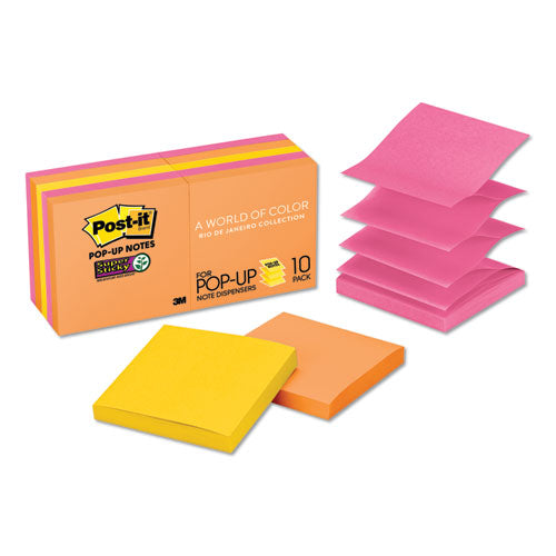 Post-it® Pop-up Notes Super Sticky wholesale. Pop-up 3 X 3 Note Refill, Rio De Janeiro, 90 Notes-pad, 10 Pads-pack. HSD Wholesale: Janitorial Supplies, Breakroom Supplies, Office Supplies.