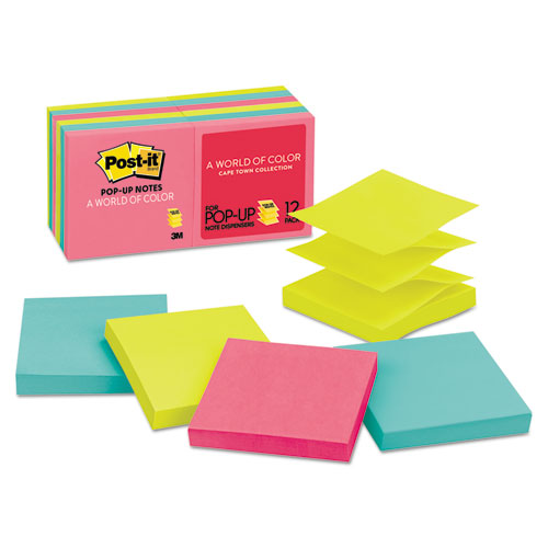 Post-it® Pop-up Notes wholesale. Original Pop-up Refill, 3 X 3, Assorted Cape Town Colors, 100-sheet, 12-pack. HSD Wholesale: Janitorial Supplies, Breakroom Supplies, Office Supplies.