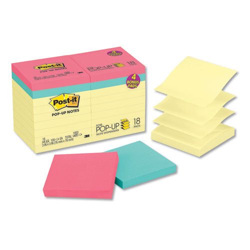 Post-it® Pop-up Notes wholesale. Original Pop-up Notes Value Pack, 3 X 3, Canary-cape Town, 100-sheet, 18-pack. HSD Wholesale: Janitorial Supplies, Breakroom Supplies, Office Supplies.