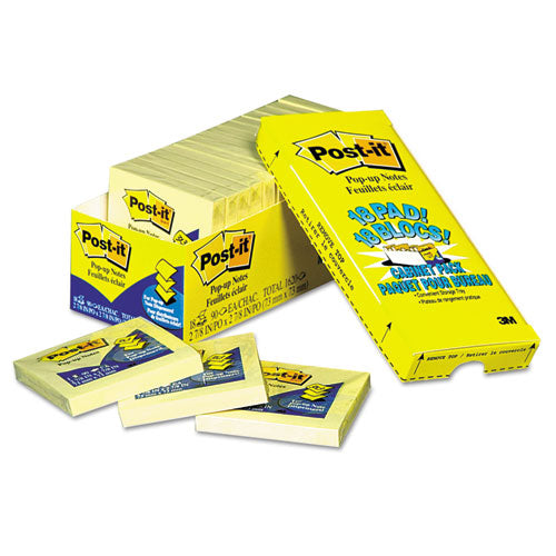 Post-it® Pop-up Notes wholesale. Original Canary Yellow Pop-up Refill Cabinet Pack, 3 X 3, 90-sheet, 18-pack. HSD Wholesale: Janitorial Supplies, Breakroom Supplies, Office Supplies.
