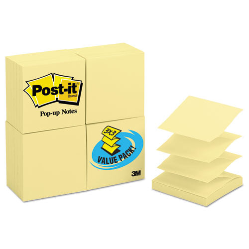 Post-it® Pop-up Notes wholesale. Original Canary Yellow Pop-up Refill, 3 X 3, 100-sheet, 24-pack. HSD Wholesale: Janitorial Supplies, Breakroom Supplies, Office Supplies.