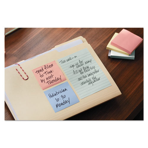 Post-it® Greener Notes wholesale. Recycled Pop-up Notes, 3 X 3, Assorted Helsinki Colors, 100-sheet, 12-pack. HSD Wholesale: Janitorial Supplies, Breakroom Supplies, Office Supplies.