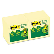 Load image into Gallery viewer, Post-it® Greener Notes wholesale. Recycled Pop-up Notes, 3 X 3, Canary Yellow, 100-sheet, 12-pack. HSD Wholesale: Janitorial Supplies, Breakroom Supplies, Office Supplies.