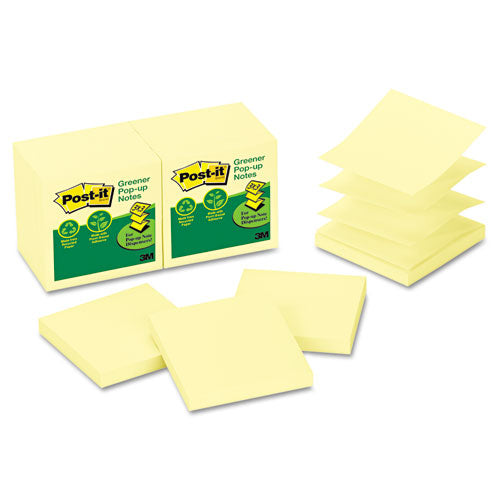 Post-it® Greener Notes wholesale. Recycled Pop-up Notes, 3 X 3, Canary Yellow, 100-sheet, 12-pack. HSD Wholesale: Janitorial Supplies, Breakroom Supplies, Office Supplies.