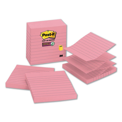 Post-it® Pop-up Notes Super Sticky wholesale. Pop-up Notes Refill, Lined, 4 X 4, Neon Pink, 90-sheet, 5-pack. HSD Wholesale: Janitorial Supplies, Breakroom Supplies, Office Supplies.