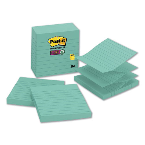 Post-it® Pop-up Notes Super Sticky wholesale. Pop-up Notes Refill, Lined, 4 X 4, Aqua Wave, 90-sheet, 5-pack. HSD Wholesale: Janitorial Supplies, Breakroom Supplies, Office Supplies.