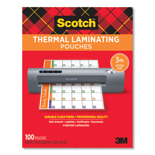 Scotch™ wholesale. Scotch Laminating Pouches, 3 Mil, 9" X 11.5", Gloss Clear, 100-pack. HSD Wholesale: Janitorial Supplies, Breakroom Supplies, Office Supplies.