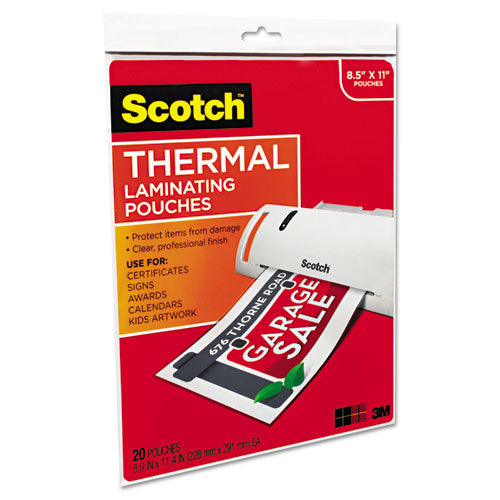 Scotch™ wholesale. Scotch Laminating Pouches, 3 Mil, 9" X 11.5", Gloss Clear, 20-pack. HSD Wholesale: Janitorial Supplies, Breakroom Supplies, Office Supplies.