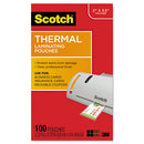 Scotch™ wholesale. Scotch Laminating Pouches, 5 Mil, 3.75" X 2.38", Gloss Clear, 100-pack. HSD Wholesale: Janitorial Supplies, Breakroom Supplies, Office Supplies.