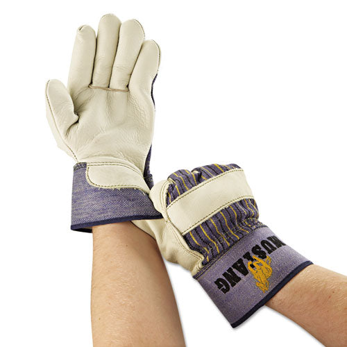 MCR™ Safety wholesale. Mustang Leather Palm Gloves, Blue-cream, Large, 12 Pairs. HSD Wholesale: Janitorial Supplies, Breakroom Supplies, Office Supplies.