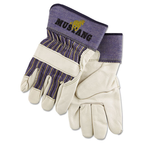 MCR™ Safety wholesale. Mustang Leather Palm Gloves, Blue-cream, X-large, Dozen. HSD Wholesale: Janitorial Supplies, Breakroom Supplies, Office Supplies.