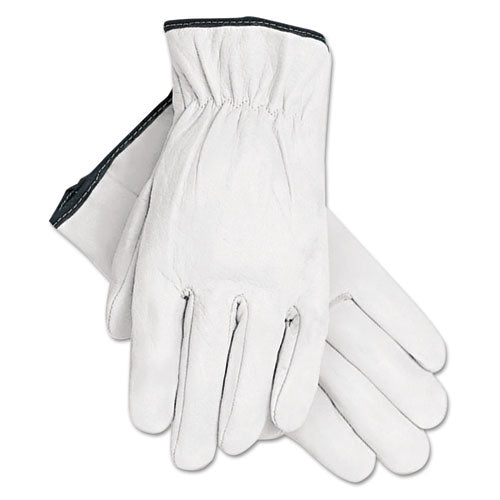MCR™ Safety wholesale. Grain Goatskin Driver Gloves, White, X-large, 12 Pairs. HSD Wholesale: Janitorial Supplies, Breakroom Supplies, Office Supplies.