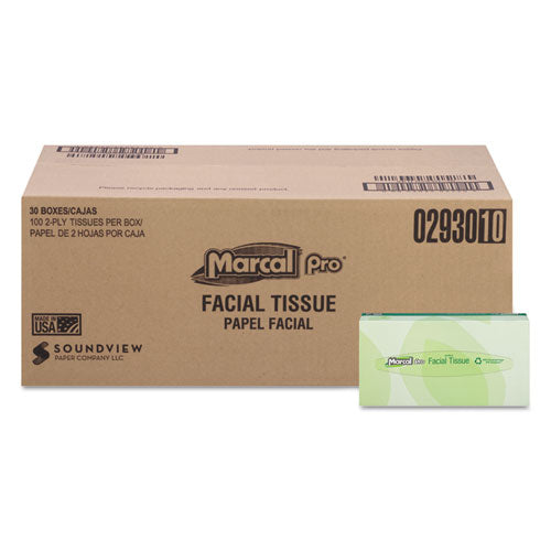 Marcal PRO™ wholesale. MARCAL 100% Recycled Convenience Pack Facial Tissue, Septic Safe, 2-ply, White, 100 Sheets-box, 30 Boxes-carton. HSD Wholesale: Janitorial Supplies, Breakroom Supplies, Office Supplies.
