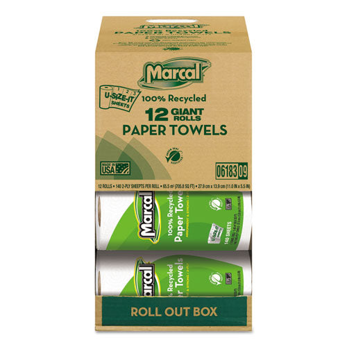Marcal® wholesale. Marcal 100% Premium Recycled Kitchen Roll Towels, 2-ply, 5 1-2 X 11, 140 Sheets, 12 Rolls-carton. HSD Wholesale: Janitorial Supplies, Breakroom Supplies, Office Supplies.