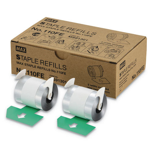 MAX wholesale. Staple Refills No.110fe, 0.56" Leg, 0.5" Crown, Silver, 4,000-cartridge, 2 Cartridges-box, 8,000-box. HSD Wholesale: Janitorial Supplies, Breakroom Supplies, Office Supplies.