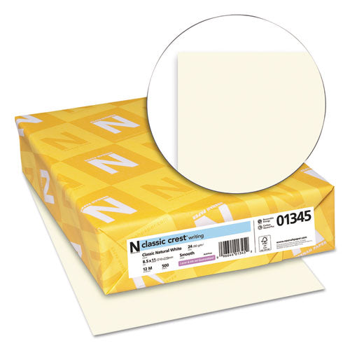 Neenah Paper wholesale. Classic Crest Stationery, 24 Lb, 8.5 X 11, Classic Natural White, 500-ream. HSD Wholesale: Janitorial Supplies, Breakroom Supplies, Office Supplies.