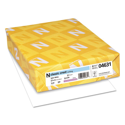 Neenah Paper wholesale. Classic Crest Stationery, 97 Bright, 24 Lb, 8.5 X 11, Solar White, 500-ream. HSD Wholesale: Janitorial Supplies, Breakroom Supplies, Office Supplies.