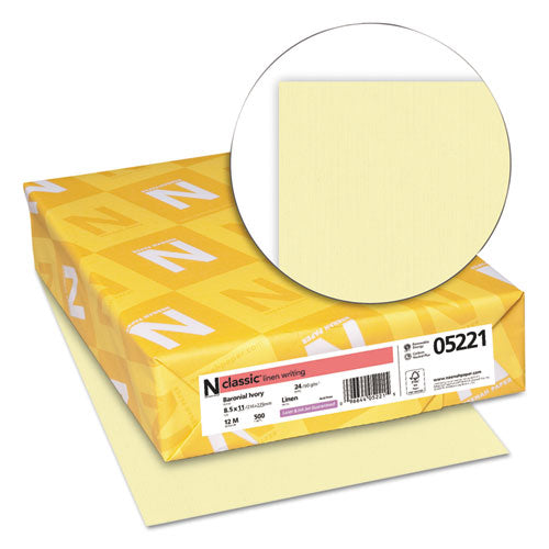 Neenah Paper wholesale. Classic Linen Stationery, 24 Lb, 8.5 X 11, Baronial Ivory, 500-ream. HSD Wholesale: Janitorial Supplies, Breakroom Supplies, Office Supplies.