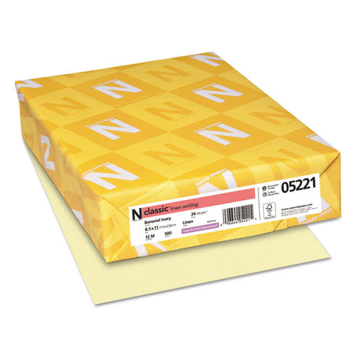 Neenah Paper wholesale. Classic Linen Stationery, 24 Lb, 8.5 X 11, Baronial Ivory, 500-ream. HSD Wholesale: Janitorial Supplies, Breakroom Supplies, Office Supplies.