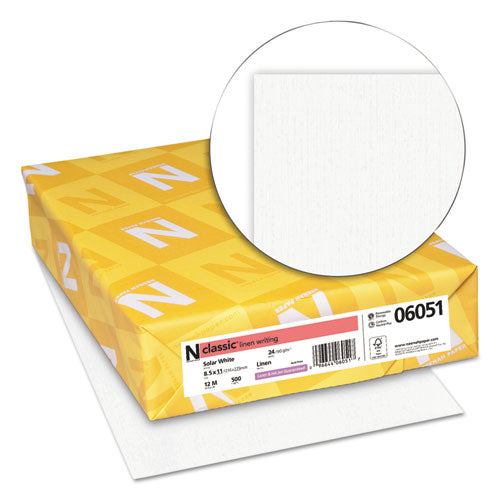 Neenah Paper wholesale. Classic Linen Stationery, 97 Bright, 24 Lb, 8.5 X 11, Solar White, 500-ream. HSD Wholesale: Janitorial Supplies, Breakroom Supplies, Office Supplies.