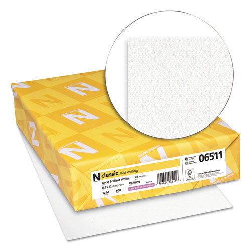Neenah Paper wholesale. Classic Laid Stationery, 93 Bright, 24 Lb, 8.5 X 11, Avon White, 500-ream. HSD Wholesale: Janitorial Supplies, Breakroom Supplies, Office Supplies.