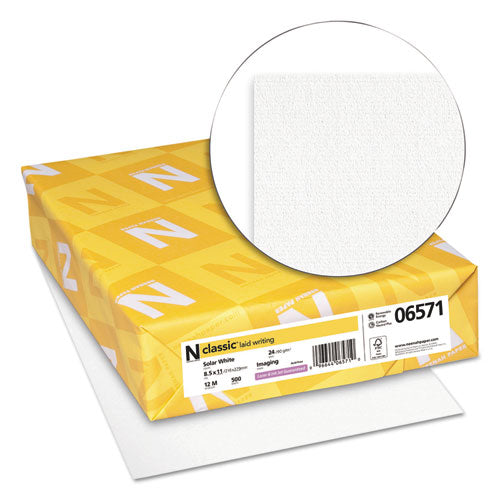 Neenah Paper wholesale. Classic Laid Stationery, 97 Bright, 24 Lb, 8.5 X 11, Solar White, 500-ream. HSD Wholesale: Janitorial Supplies, Breakroom Supplies, Office Supplies.