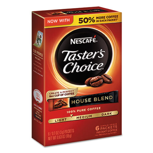 Nescafé® wholesale. Taster's Choice House Blend Instant Coffee, 0.1oz Stick, 6-box, 12box-carton. HSD Wholesale: Janitorial Supplies, Breakroom Supplies, Office Supplies.