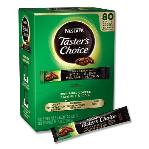 Nescafé® wholesale. Taster's Choice Stick Pack, Decaf, 0.06oz, 80-box, 6 Boxes-carton. HSD Wholesale: Janitorial Supplies, Breakroom Supplies, Office Supplies.