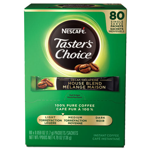Nescafé® wholesale. Taster's Choice Stick Pack, Decaf, 0.06oz, 80-box. HSD Wholesale: Janitorial Supplies, Breakroom Supplies, Office Supplies.