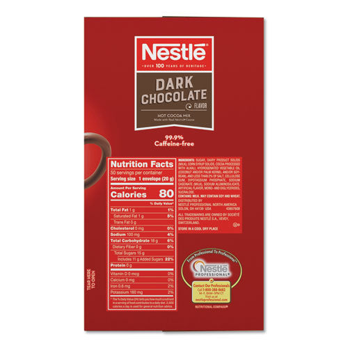 Nestlé® wholesale. Hot Cocoa Mix, Dark Chocolate, 0.71 Oz, 50-box. HSD Wholesale: Janitorial Supplies, Breakroom Supplies, Office Supplies.