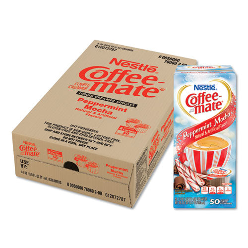 Liquid Coffee Creamer, Peppermint Mocha, 0.38 Oz Mini Cups, 50-box, 4 Boxes-carton, 200 Total-carton