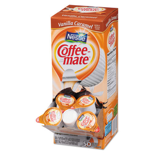 Liquid Coffee Creamer, Vanilla Caramel, 0.38 Oz Mini Cups, 50-box, 4 B