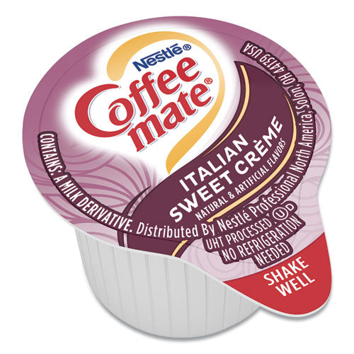 Coffee mate® wholesale. Liquid Coffee Creamer, Italian Sweet Creme, 0.38 Oz Mini Cups, 50-box, 4 Boxes-carton, 200 Total-carton. HSD Wholesale: Janitorial Supplies, Breakroom Supplies, Office Supplies.
