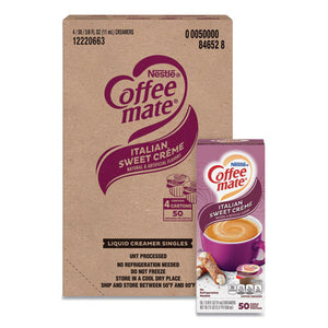 Coffee mate® wholesale. Liquid Coffee Creamer, Italian Sweet Creme, 0.38 Oz Mini Cups, 50-box, 4 Boxes-carton, 200 Total-carton. HSD Wholesale: Janitorial Supplies, Breakroom Supplies, Office Supplies.