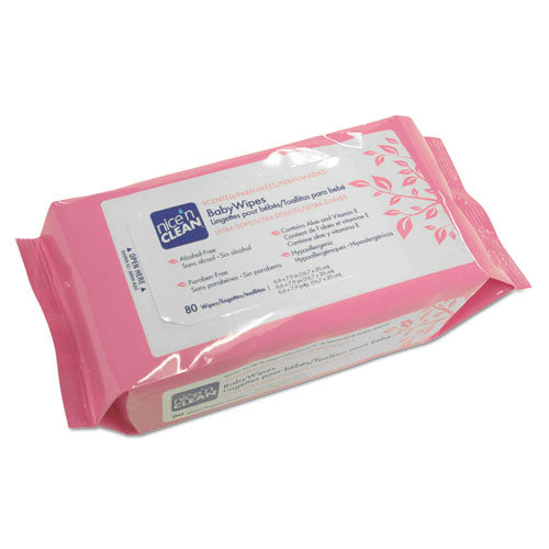 Sani Professional® wholesale. Sani Nice 'n Clean Baby Wipes, Scented, 7.9" X 6.6", White, 80-pack 12 Packs-ct. HSD Wholesale: Janitorial Supplies, Breakroom Supplies, Office Supplies.