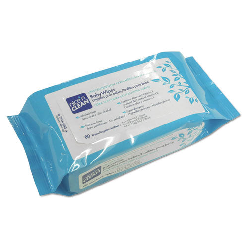 Sani Professional® wholesale. Sani Nice 'n Clean Baby Wipes, Unscented 7.9" X 6.6", White, 80-pack 12 Packs-ct. HSD Wholesale: Janitorial Supplies, Breakroom Supplies, Office Supplies.