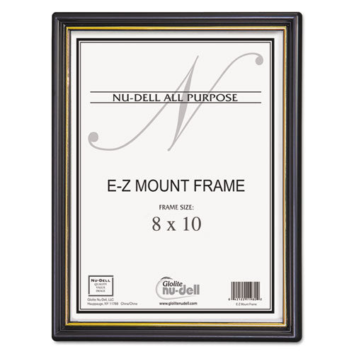 NuDell™ wholesale. Ez Mount Document Frame With Trim Accent And Plastic Face, Plastic, 8 X 10, Black-gold. HSD Wholesale: Janitorial Supplies, Breakroom Supplies, Office Supplies.