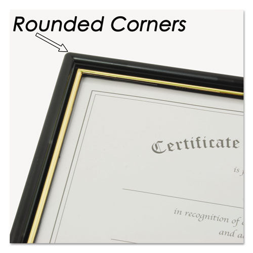 NuDell™ wholesale. Ez Mount Document Frame With Trim Accent And Plastic Face, Plastic, 8.5 X 11 Insert, Black-gold, 18-carton. HSD Wholesale: Janitorial Supplies, Breakroom Supplies, Office Supplies.
