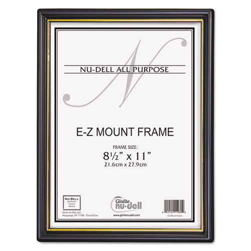 NuDell™ wholesale. Ez Mount Document Frame With Trim Accent And Plastic Face, Plastic, 8.5 X 11 Insert, Black-gold, 18-carton. HSD Wholesale: Janitorial Supplies, Breakroom Supplies, Office Supplies.