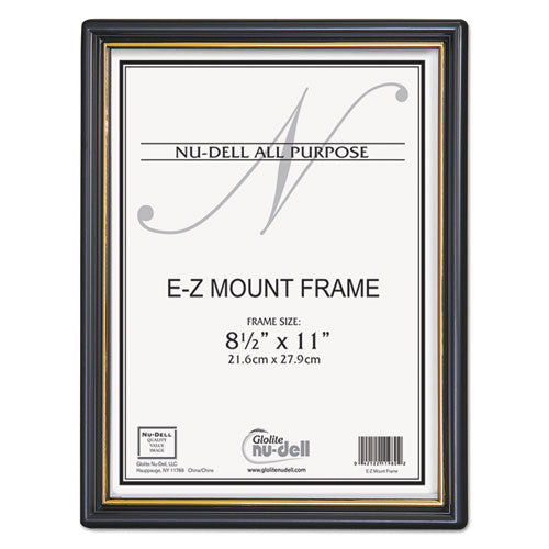 NuDell™ wholesale. Ez Mount Document Frame With Trim Accent And Plastic Face, Plastic, 8.5 X 11 Insert, Black-gold. HSD Wholesale: Janitorial Supplies, Breakroom Supplies, Office Supplies.