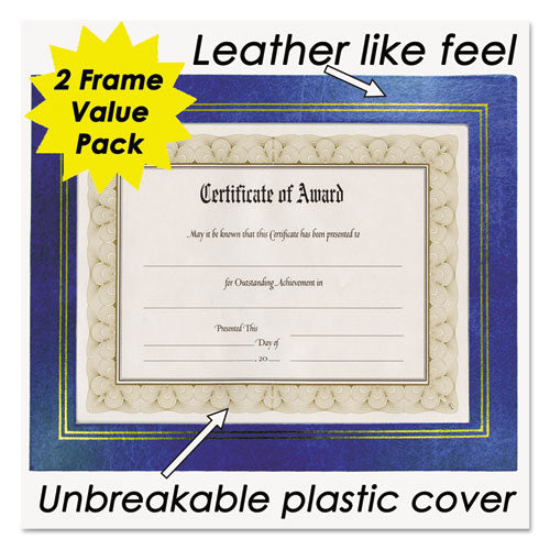 NuDell™ wholesale. Leatherette Document Frame, 8-1-2 X 11, Blue, Pack Of Two. HSD Wholesale: Janitorial Supplies, Breakroom Supplies, Office Supplies.