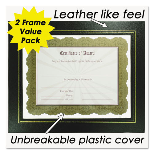 NuDell™ wholesale. Leatherette Document Frame, 8-1-2 X 11, Black, Pack Of Two. HSD Wholesale: Janitorial Supplies, Breakroom Supplies, Office Supplies.