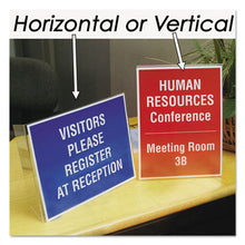 Load image into Gallery viewer, NuDell™ wholesale. Clear Plastic Sign Holder, Stand-up, Slanted, 8 1-2 X 11. HSD Wholesale: Janitorial Supplies, Breakroom Supplies, Office Supplies.
