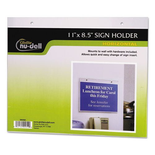 NuDell™ wholesale. Clear Plastic Sign Holder, Wall Mount, 11 X 8 1-2. HSD Wholesale: Janitorial Supplies, Breakroom Supplies, Office Supplies.