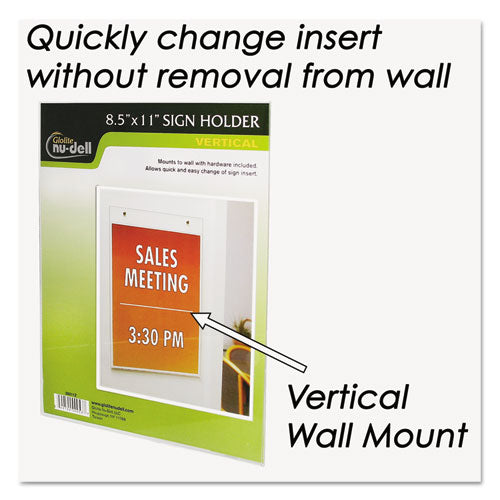 NuDell™ wholesale. Clear Plastic Sign Holder, Wall Mount, 8 1-2 X 11. HSD Wholesale: Janitorial Supplies, Breakroom Supplies, Office Supplies.