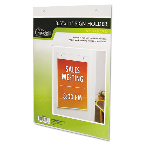 NuDell™ wholesale. Clear Plastic Sign Holder, Wall Mount, 8 1-2 X 11. HSD Wholesale: Janitorial Supplies, Breakroom Supplies, Office Supplies.